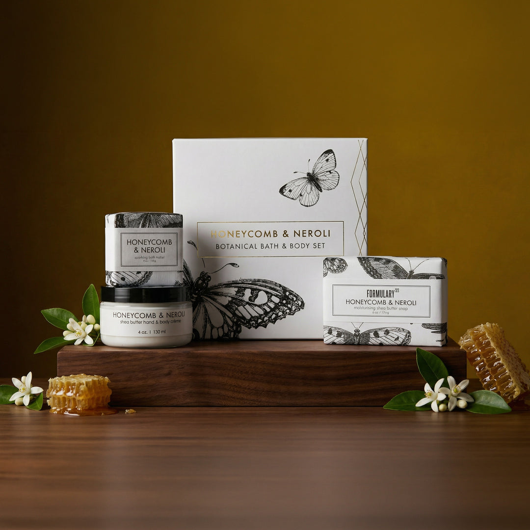 Botanisches Bade- und Körpergeschenkset – Honigwabe und Neroli