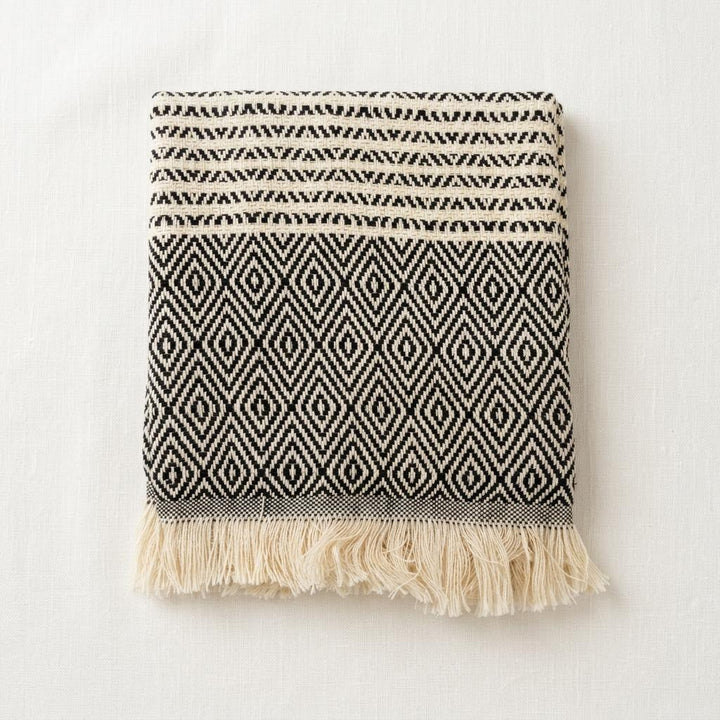 Stripe Diamond Pattern Turkish Cotton Hand & Dish Towel