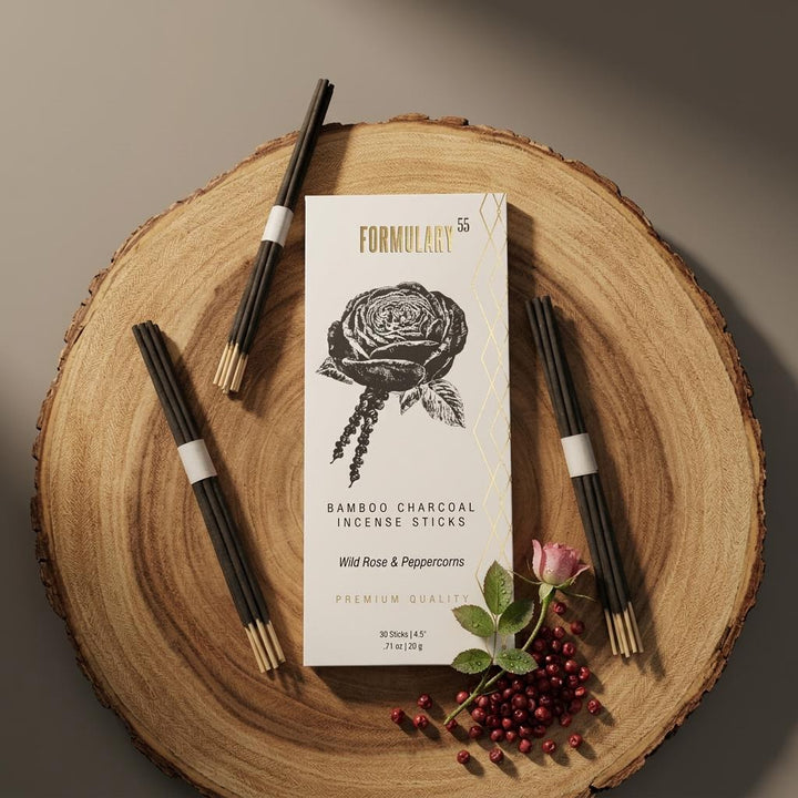 Wild Rose & Peppercorns – Bamboo Charcoal Incense Sticks